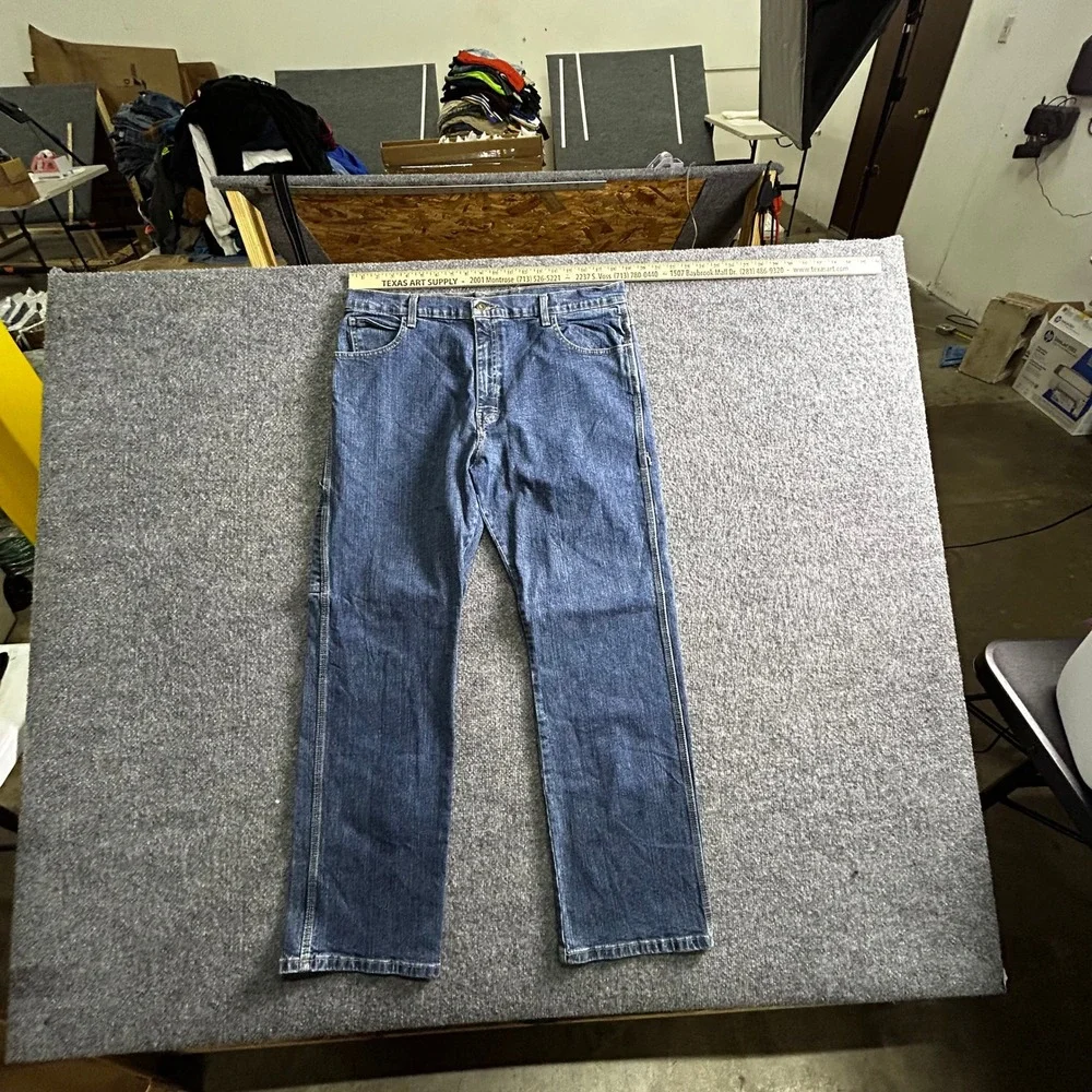 Dickies Carpenter Jeans Mens Size 36x32 Blue Denim Stretch Utility Workwear